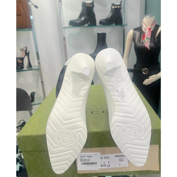 Gucci Women's Rubber ankle Rain Boot with Interlocking G White Black 37 - Picture 9 of 10